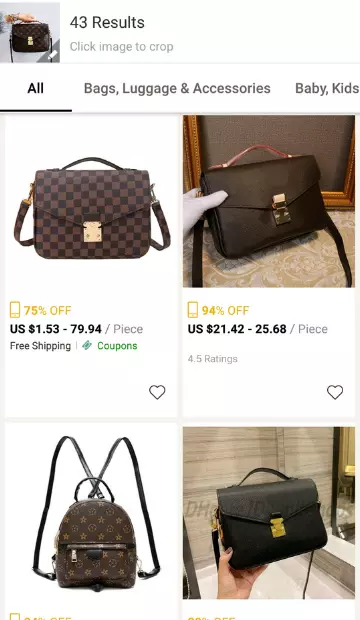 Result from dhgate mobile app lv dupe handbag search 2