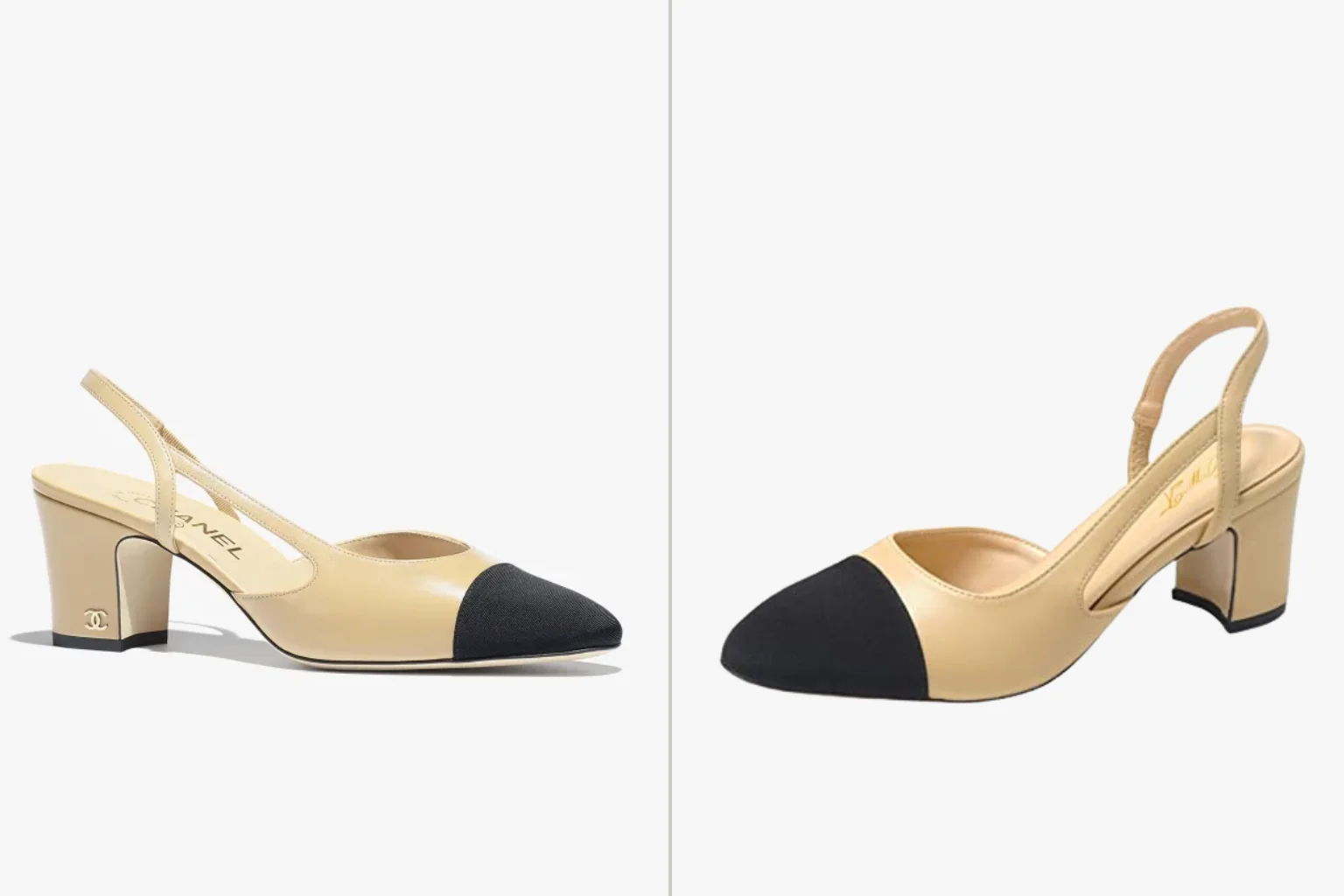 Chanel Two toned Slingbacks Heels Dupe png